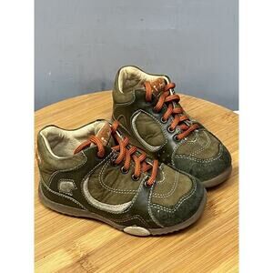 PRIMIGI Lace Up TODDLER BOY BOOTS Leather Shoes Brown US size 6.5‎